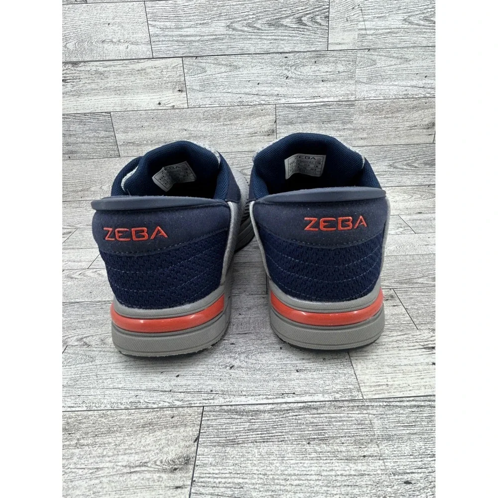 ZEBA Men's Athletic Shoes Gray Navy Orange Lace Up‎ Knit Sneakers Size 8.5